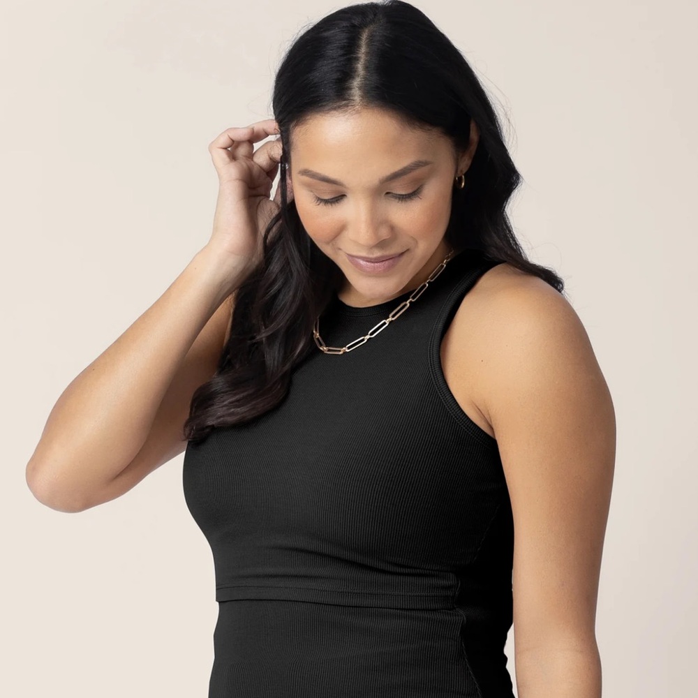 Kindred Bravely Navy Ribbed Bamboo Racerback Nursing Tank